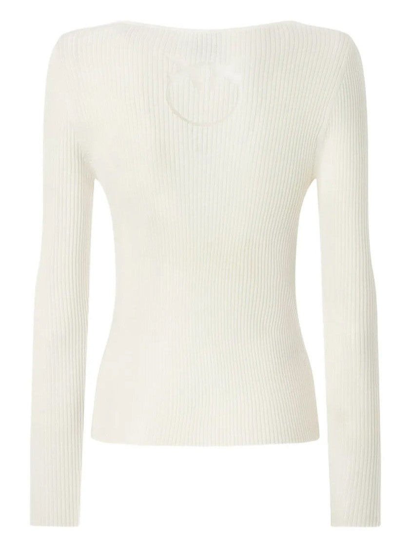 Pinko Fitted Ribbed Cardigan With Scoop Neckline