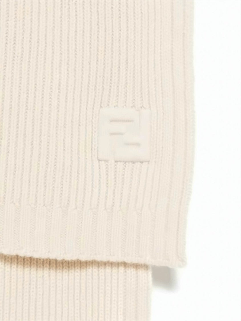 Fendi Ribbed Knit Scarf In Fleece Wool