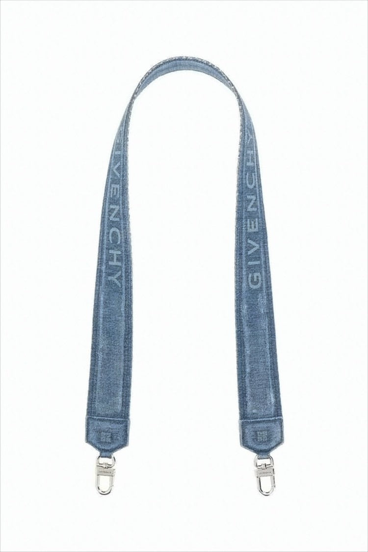 Givenchy Denim Bag Strap With Silver-Tone Hardware And Subtle Branding