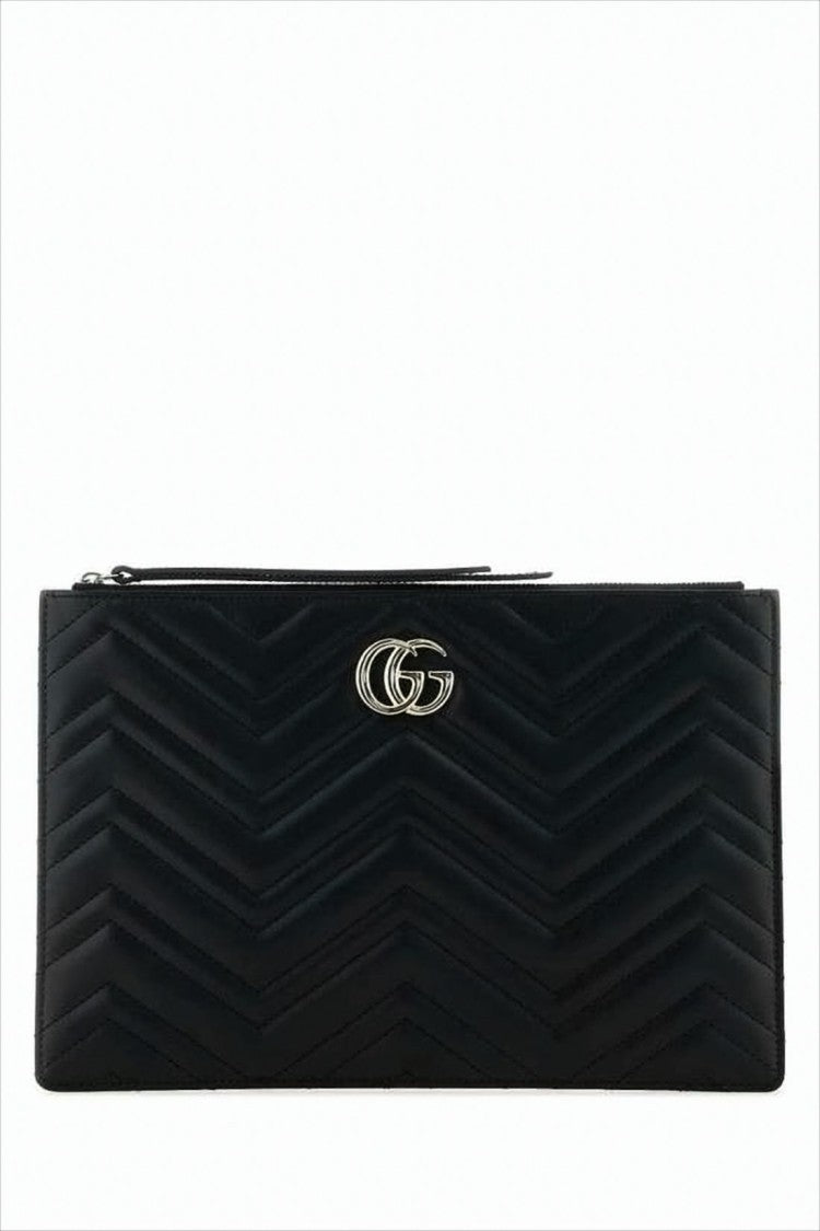 Gucci Chevron Quilted Leather Clutch Bag