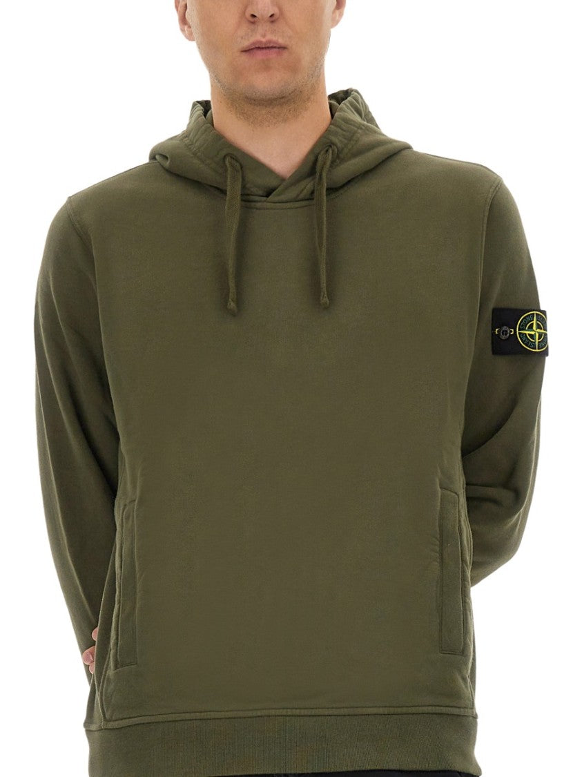 Stone Island Cotton Hoodie With Adjustable Drawstring