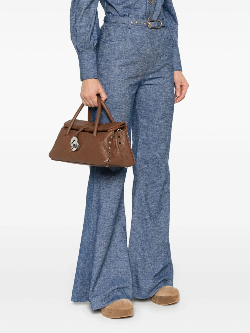 Zanellato Brown Grained Texture Top Handle Shoulder Bag