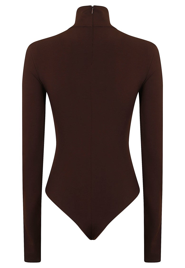 The Andamane Ziggy Brown High-Neck Stretch Jersey Bodysuit