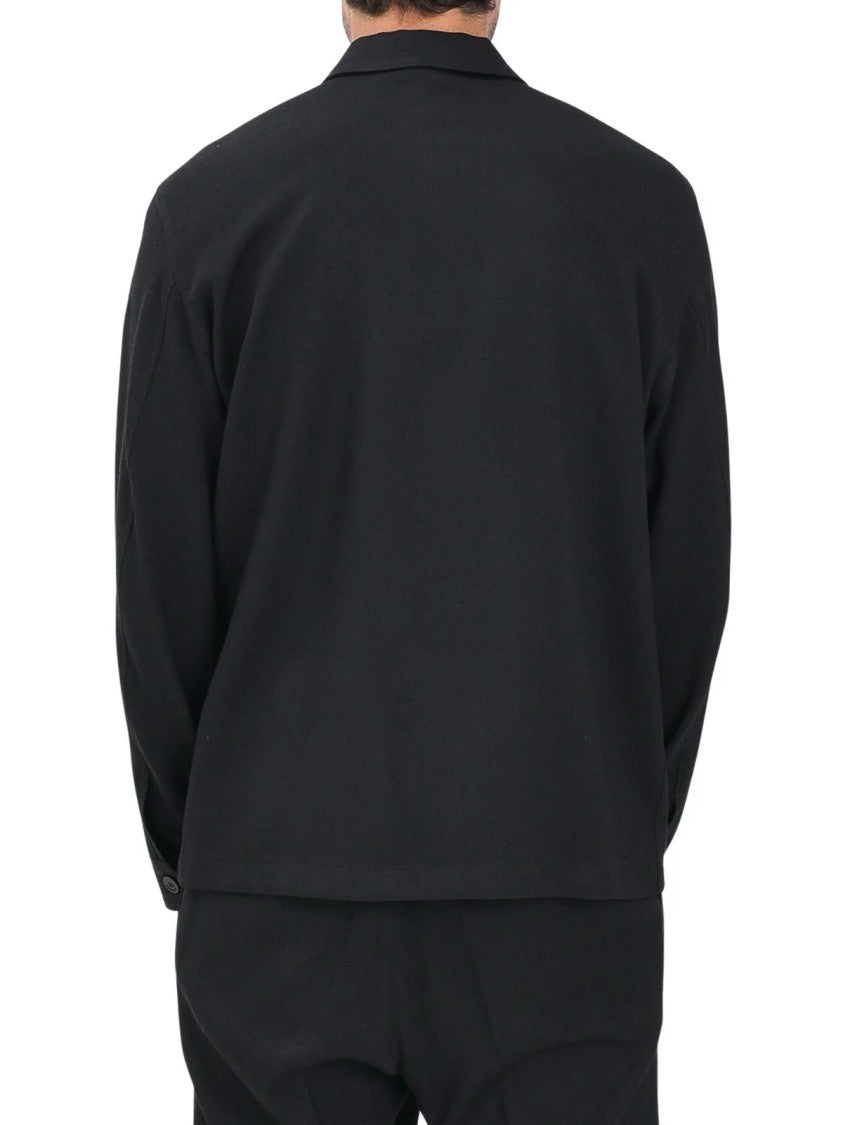 I M Brian Black Polyester-Blend Structured Shirt