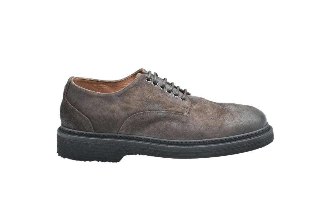 Pantanetti Distressed Brown Suede Lace-Up Shoes With Sole