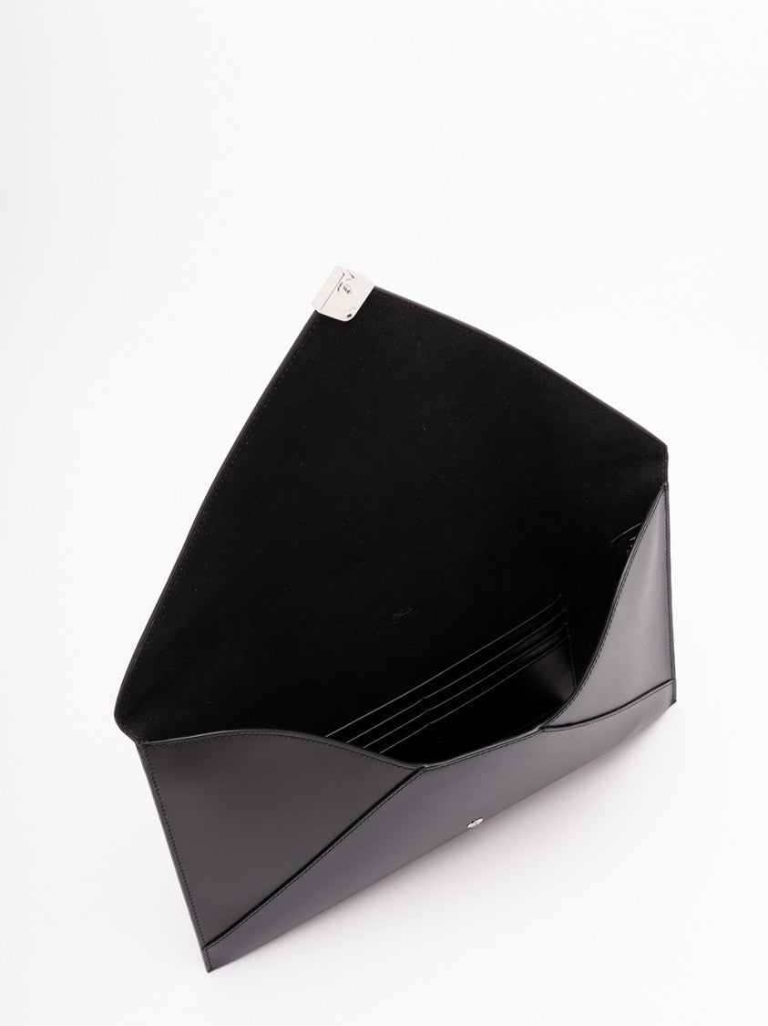 Fendi Structured Black Calf Leather Flat Pouch