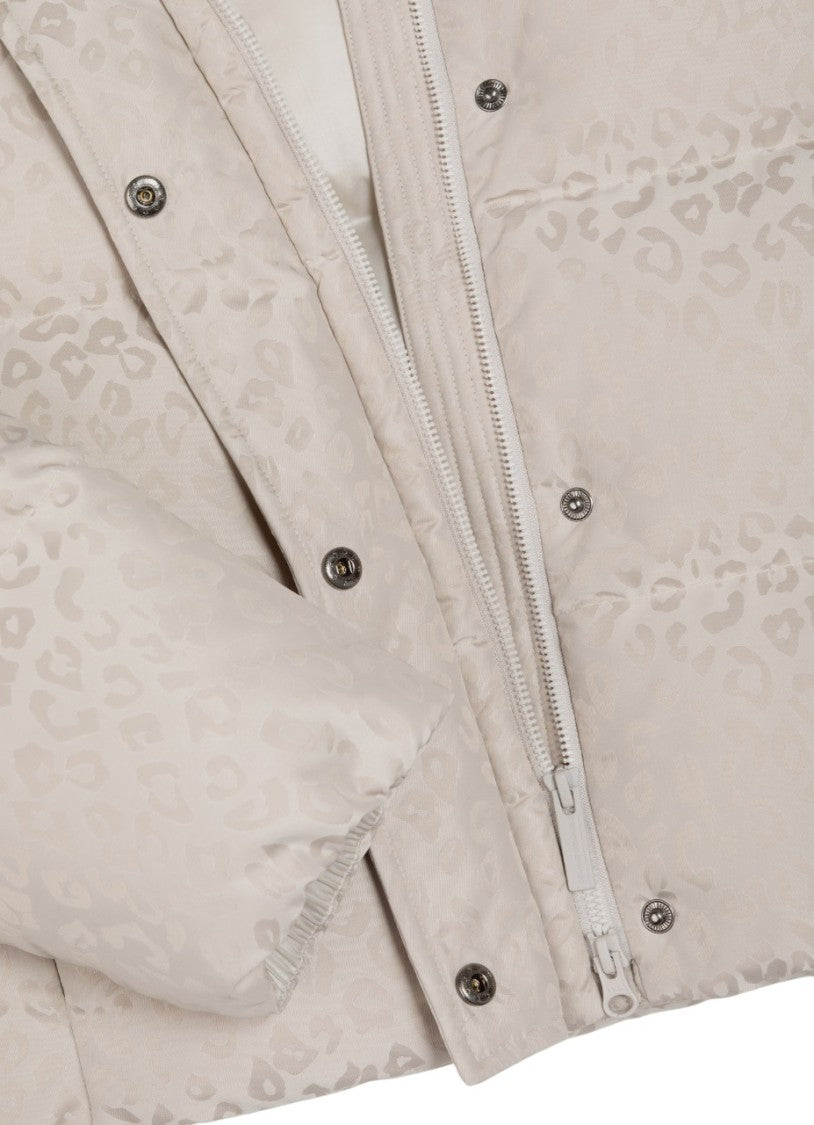 Colmar Originals Cropped Cream Coat With Animalier Pattern