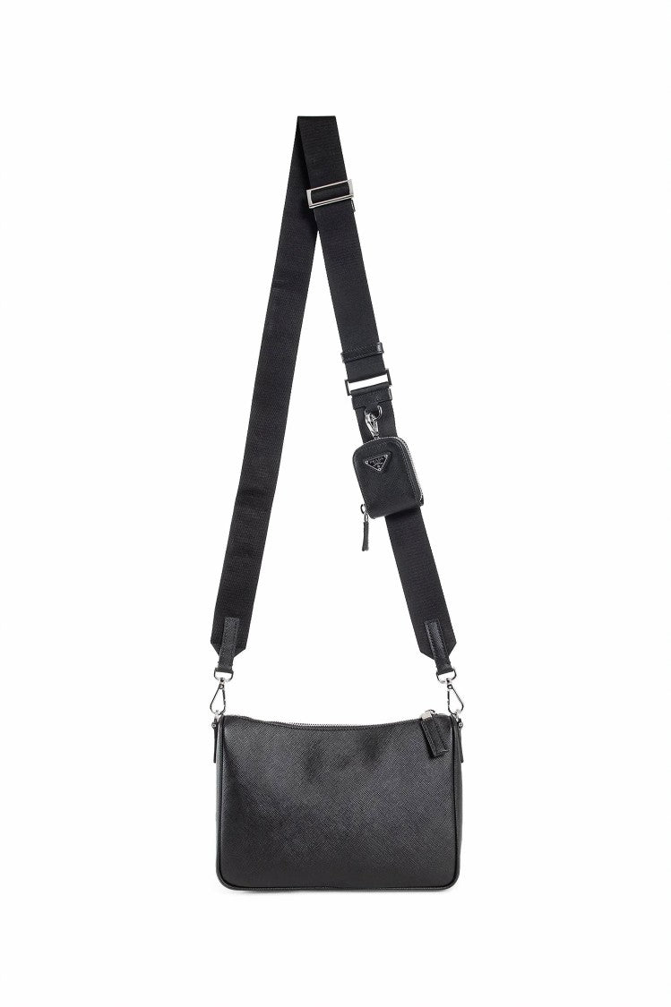 Prada Textured Calf Leather Shoulder Bag With Detachable Strap