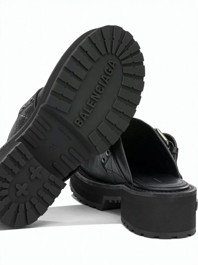 Balenciaga Black Chunky Sole Buckle Leather Mules
