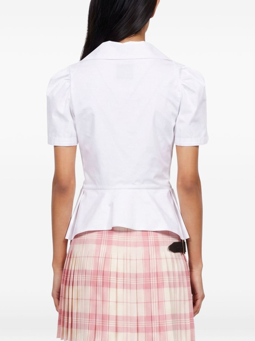 Vivienne Westwood Structured Deep V-Neck Peplum White Top
