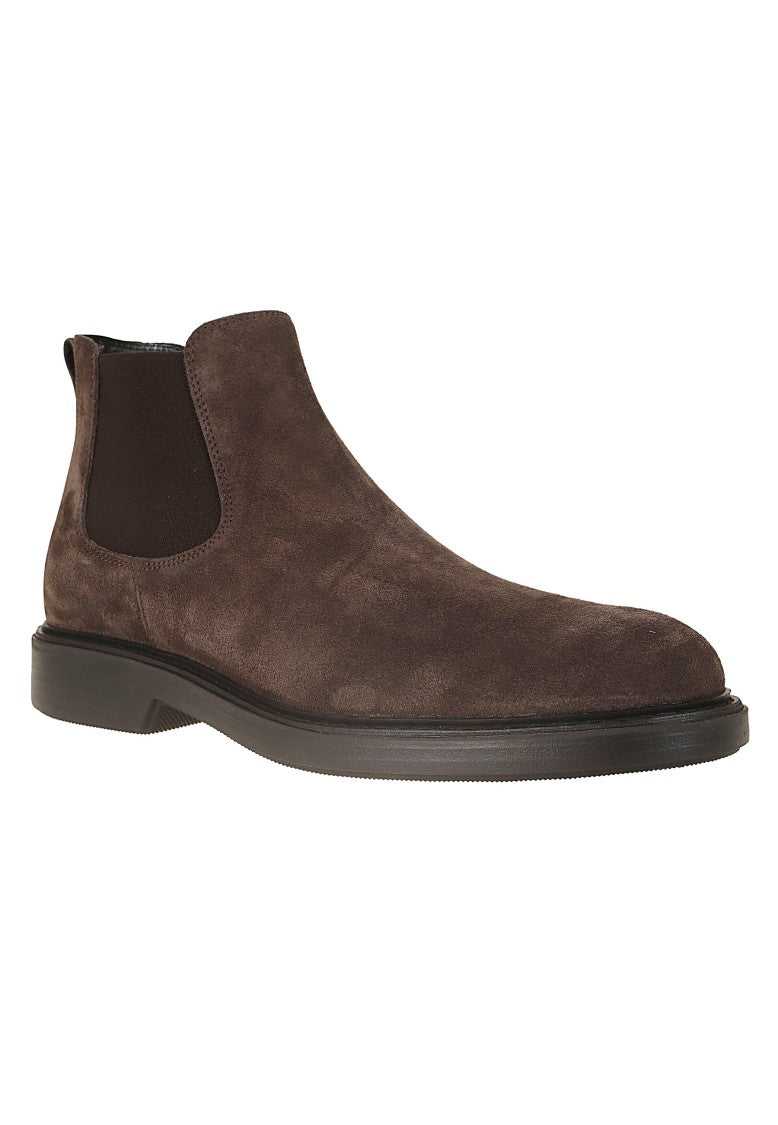 Hogan Dark Brown Suede H704 Memory Foam Chelsea Boots