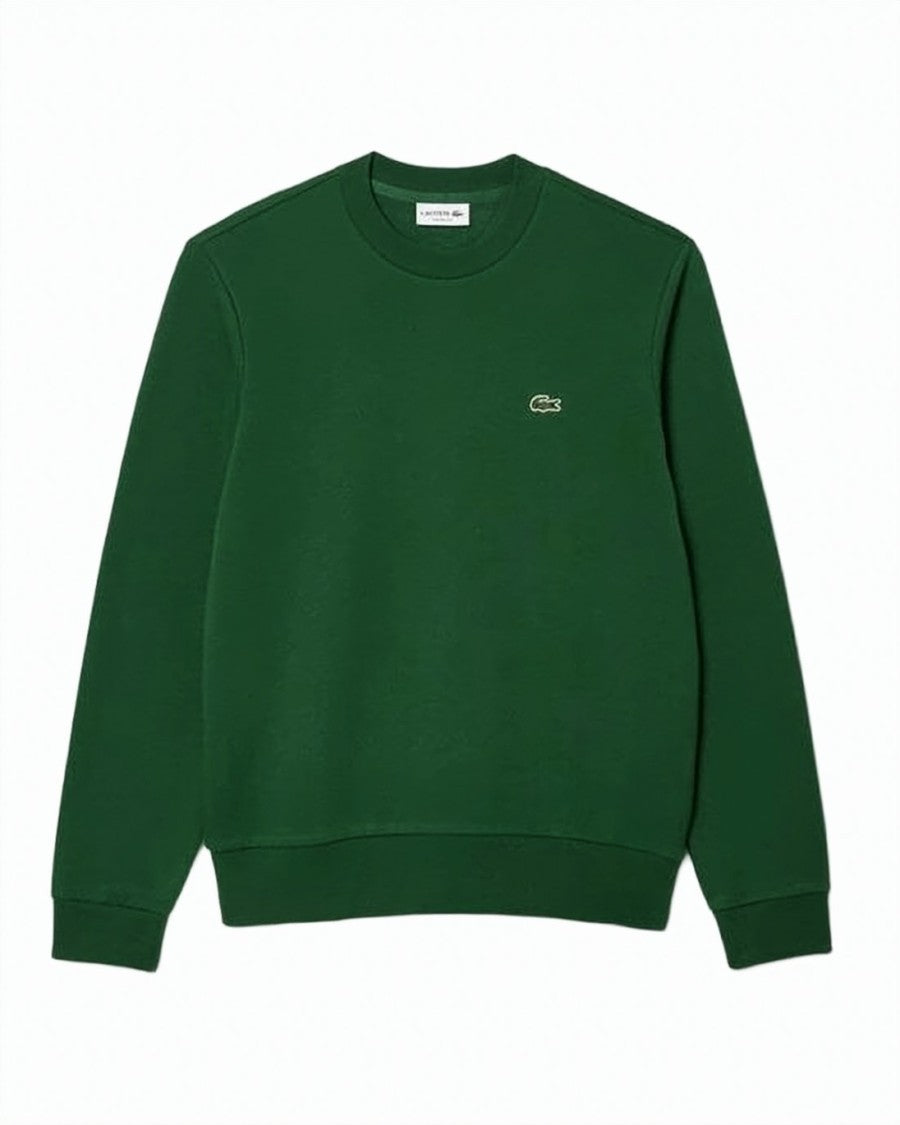 Lacoste Deep Green Long-Sleeve Sweatshirt With Classic Crew Neckline