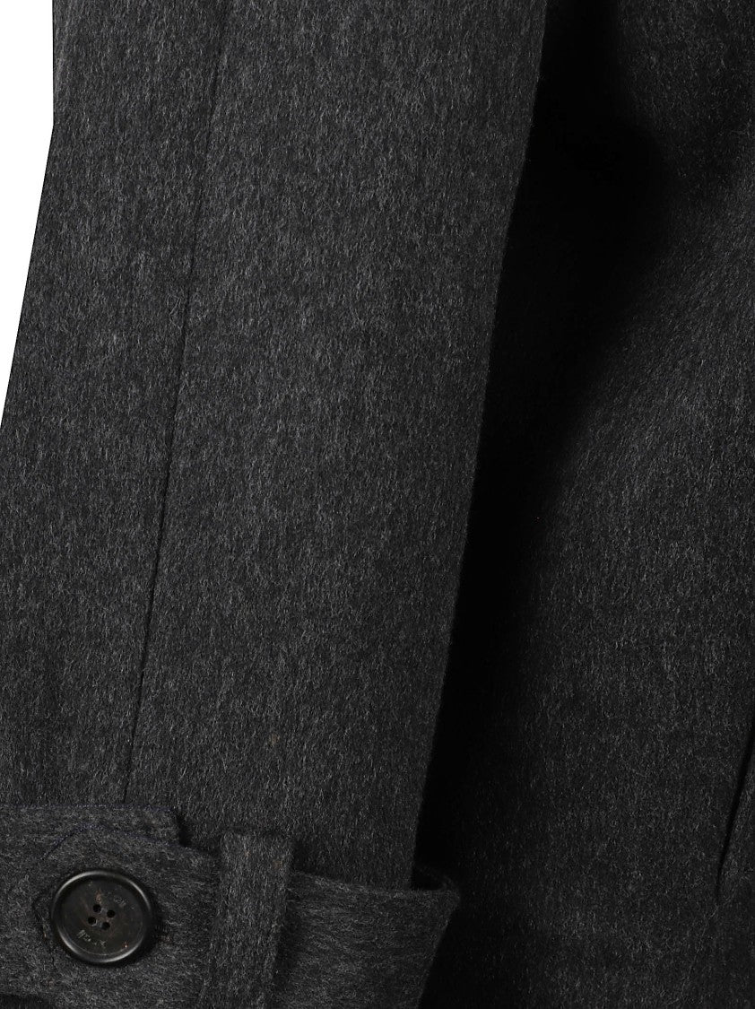 Anaii Dark Grey Knee-Length Balmacaan Coat With Classic Collar