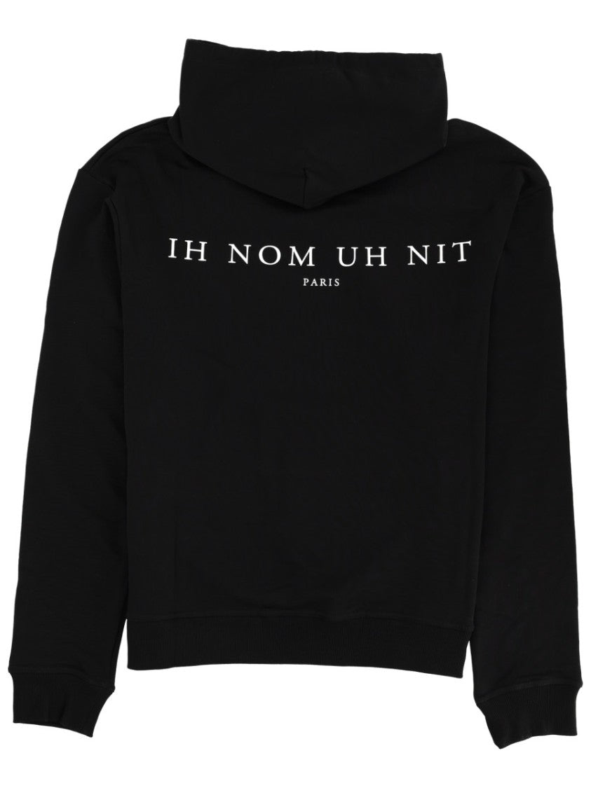 Ih Nom Uh Nit Black Masked Figure Printed Cotton Hoodie