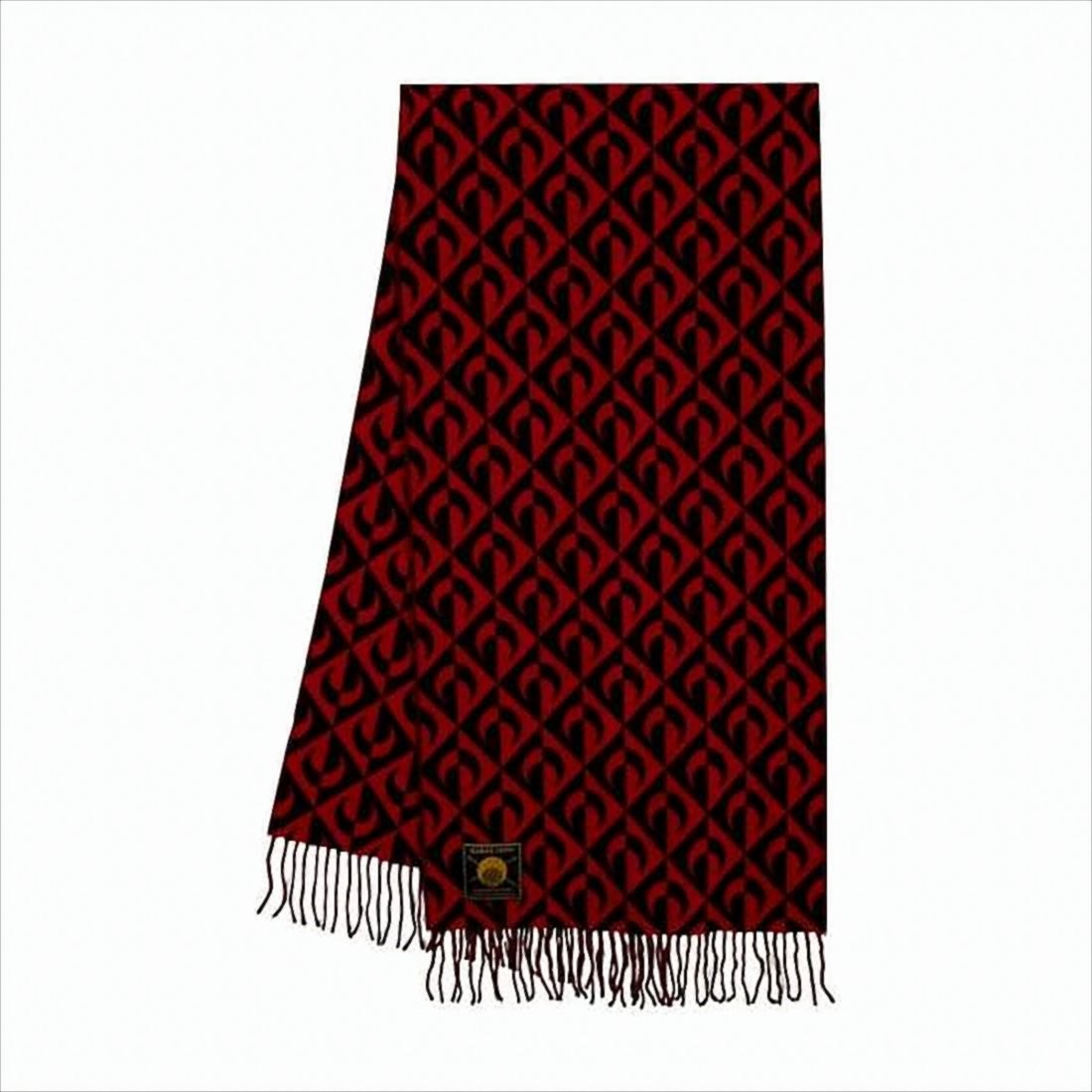 Marine Serre Geometric Pattern Wool Scarf With Fringed Edges