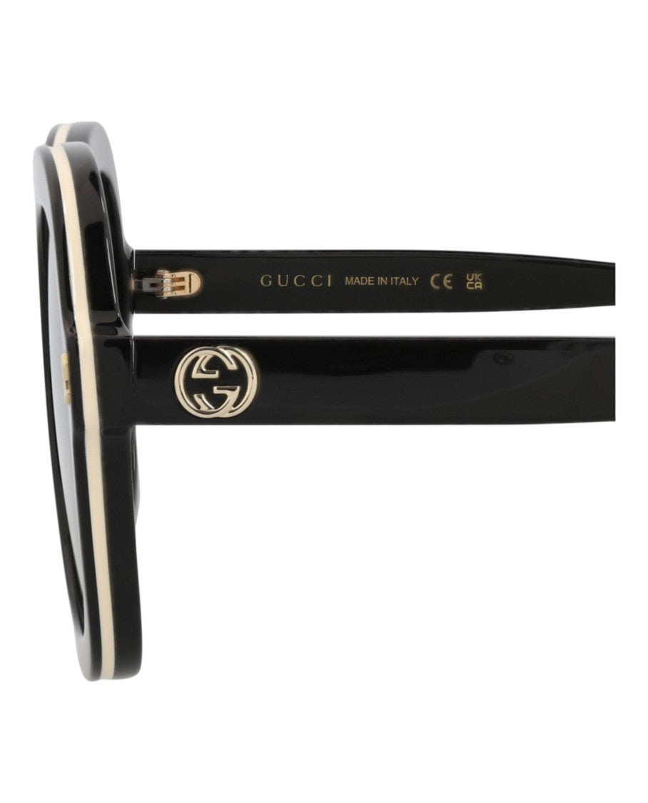 Gucci Round-Frame Acetate Sunglasses With Gold Accents
