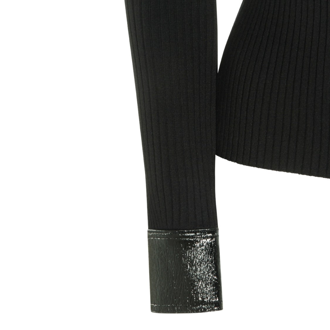 Courrèges Ribbed Knit Sweater With Vinyl Inserts And Button Closure