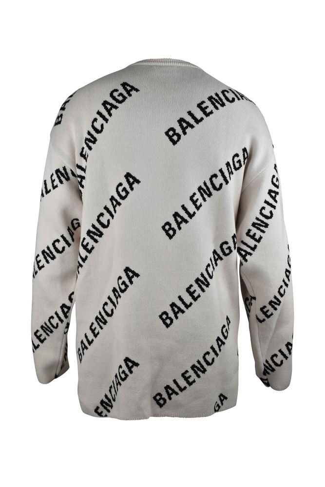 Balenciaga White Cotton Wool Sweater