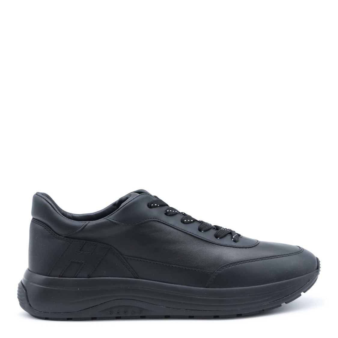 Hogan Minimalist Black Sneakers With Reflective Accents And Contoured Sole