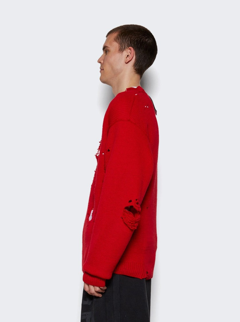 Vetements Destroyed Sweater Red
