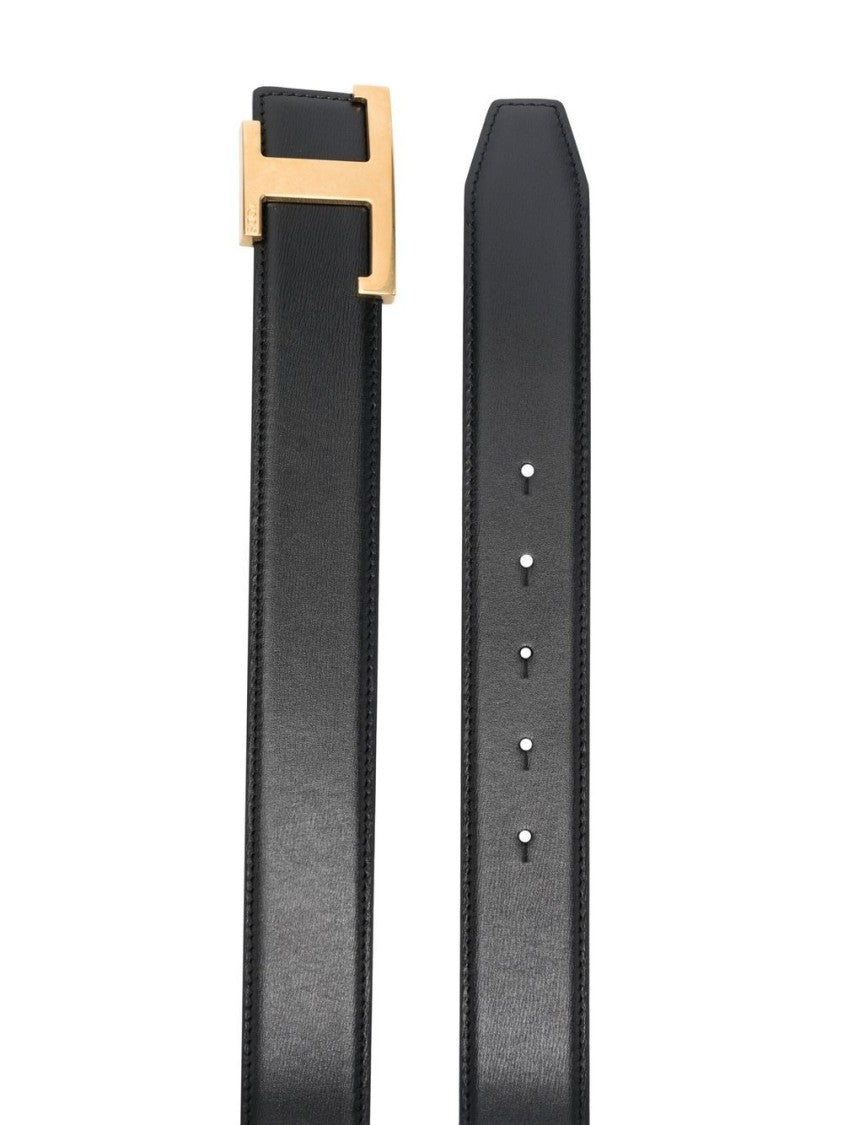 Tod's Adjustable Black Calf Leather Belt