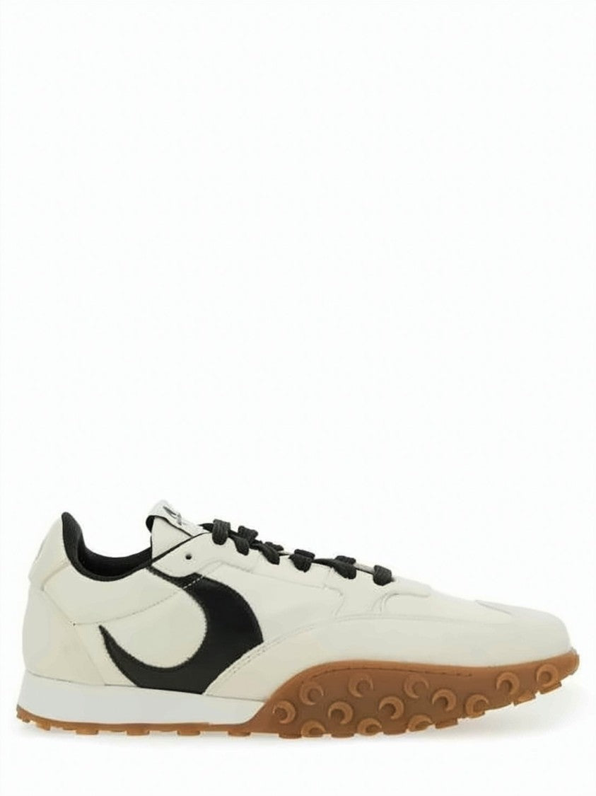 Marine Serre Sleek Off-White Sneakers With Bold Black Accents