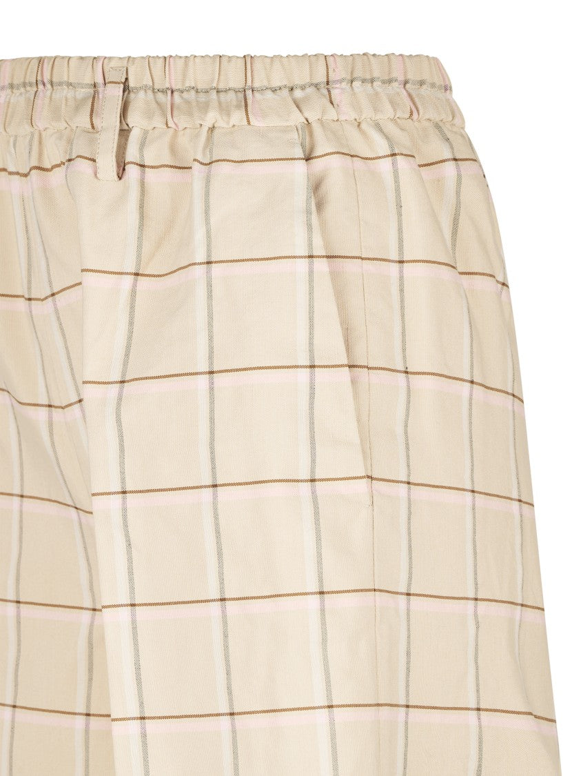 Forte Forte Loose Tartan Pattern Trousers With Elasticated Waistband