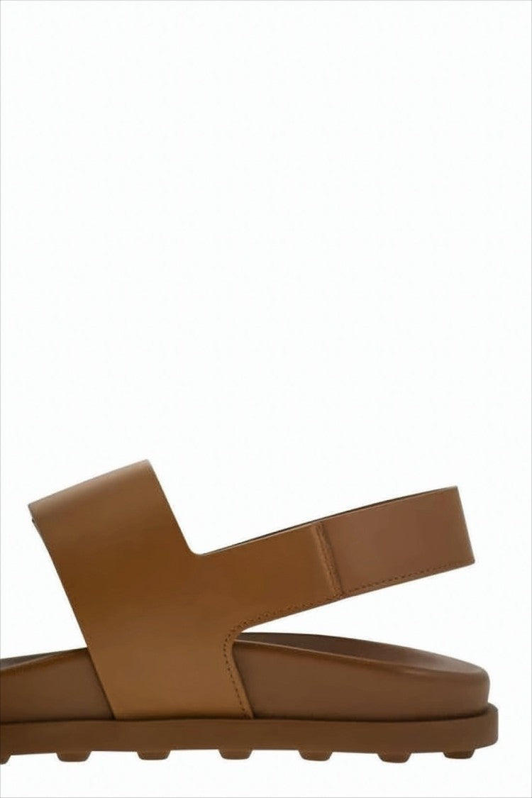 Tod's Minimalist Brown Slingback Sandals With Gold-Tone Accents