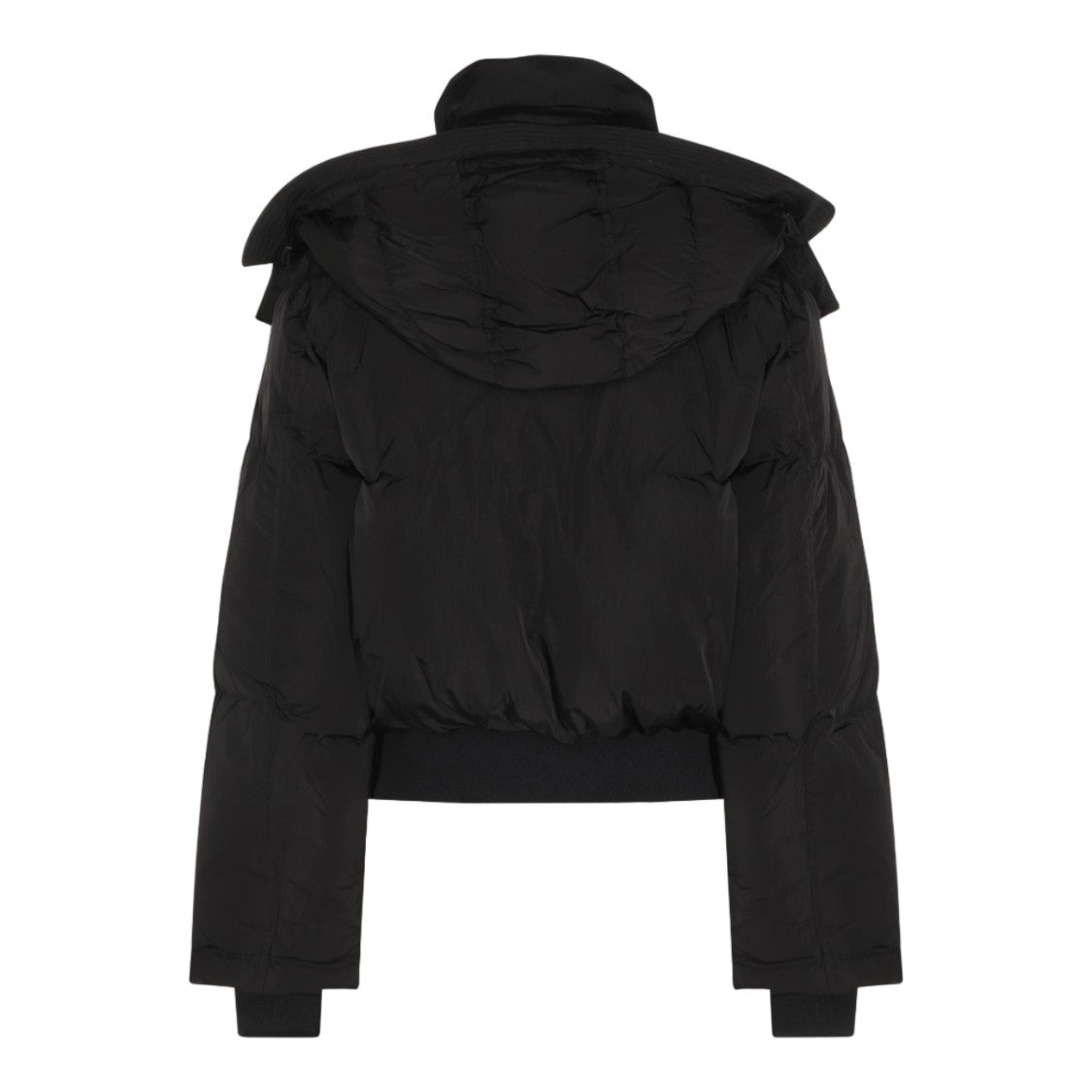 Diesel Cropped Black Puffer Coat With High Collar