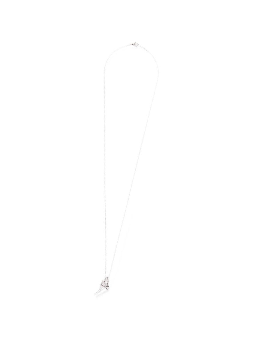 Vivienne Westwood Silver Horn-Shaped Sparkling Stones Necklace