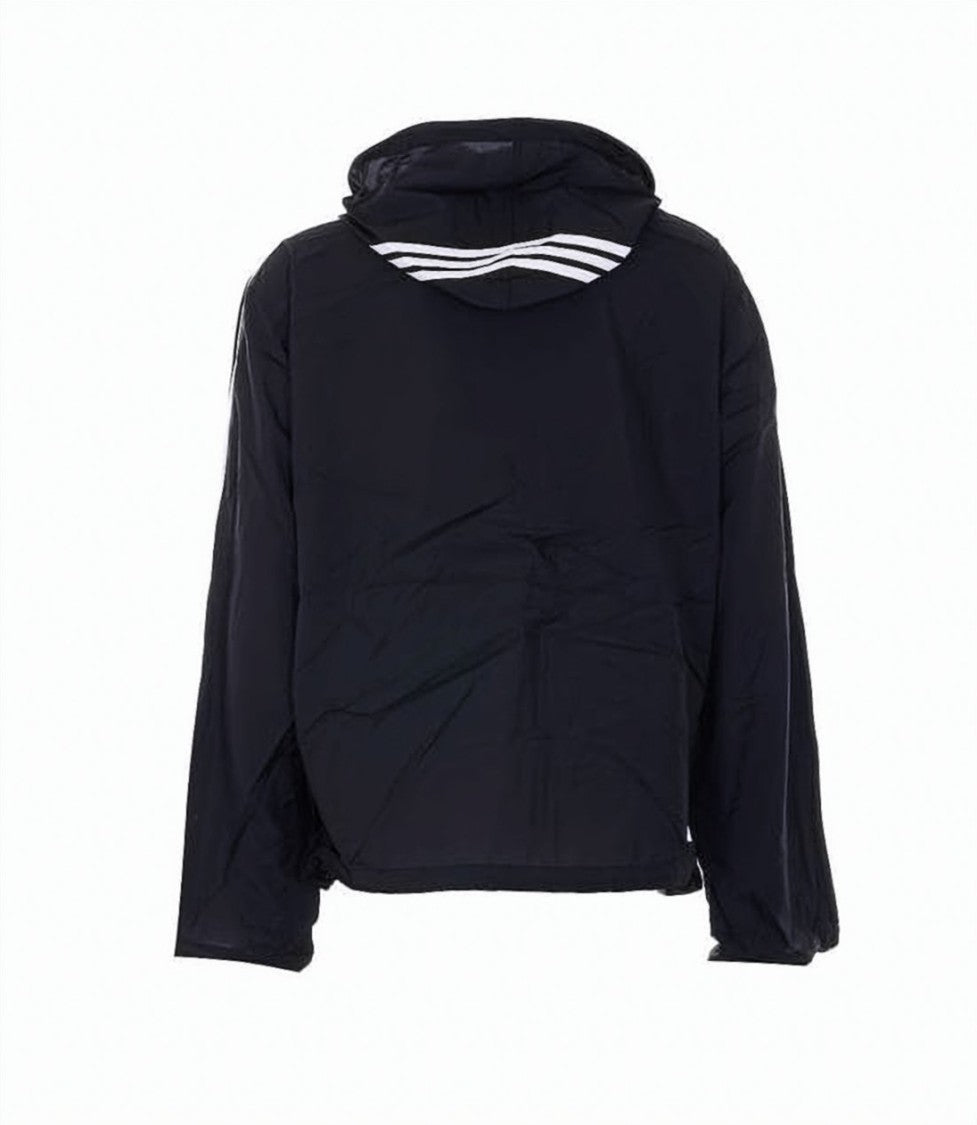 Y-3 Black Jacket With Hood And Signature Stripes