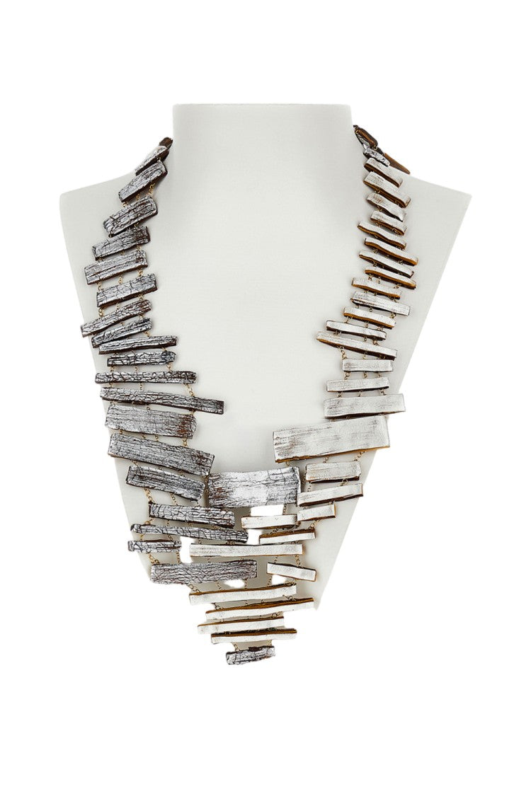 Gfw Sculptural Hand-Dyed Wooden Necklace With Classic Clasp