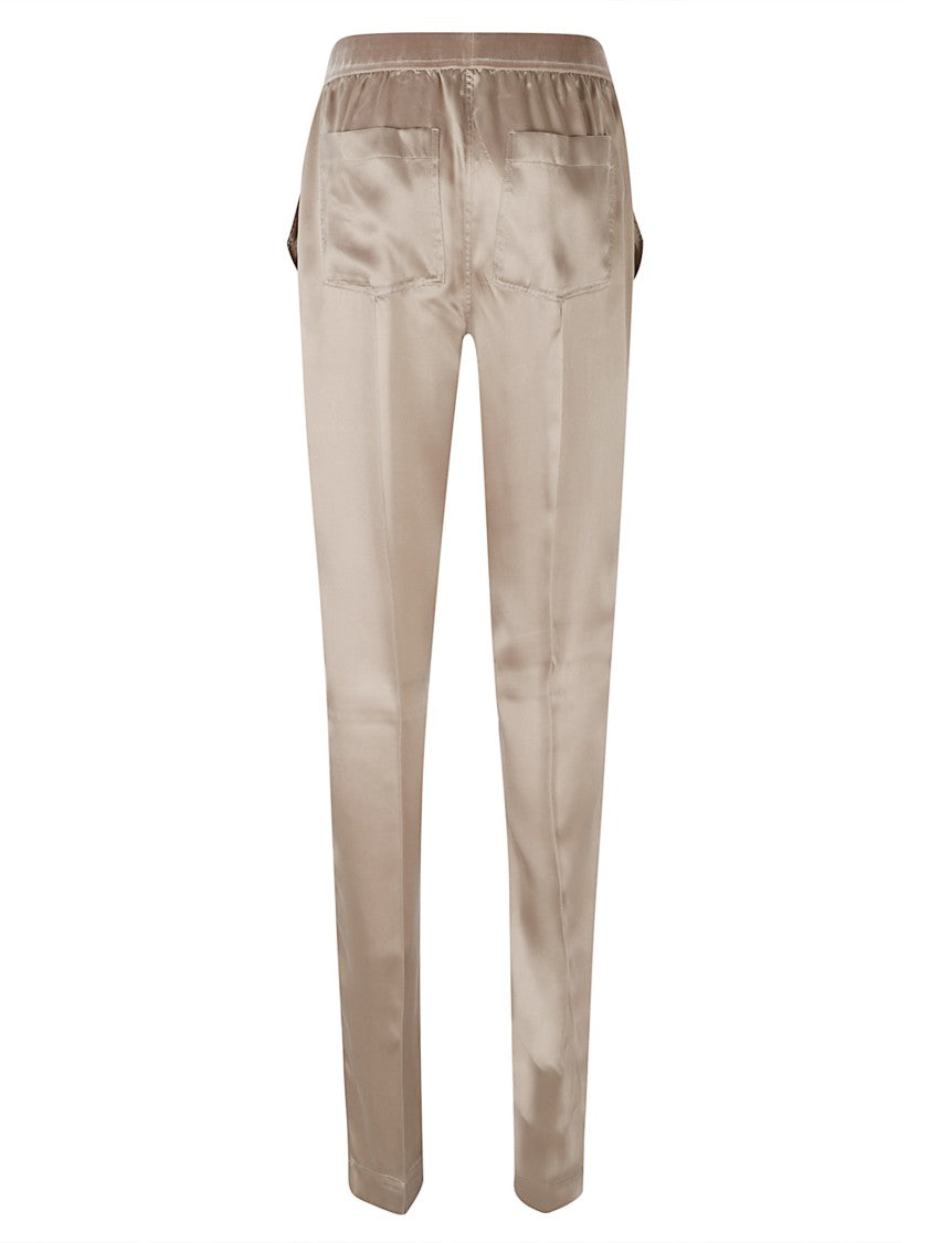 Tom Ford Silk Relaxed Fit Tailored Trousers With Subtle Creases