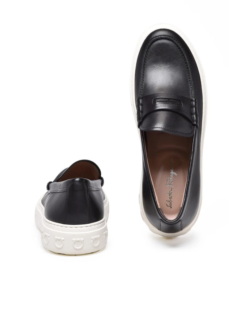 Salvatore Ferragamo Black Leather Melville Loafers