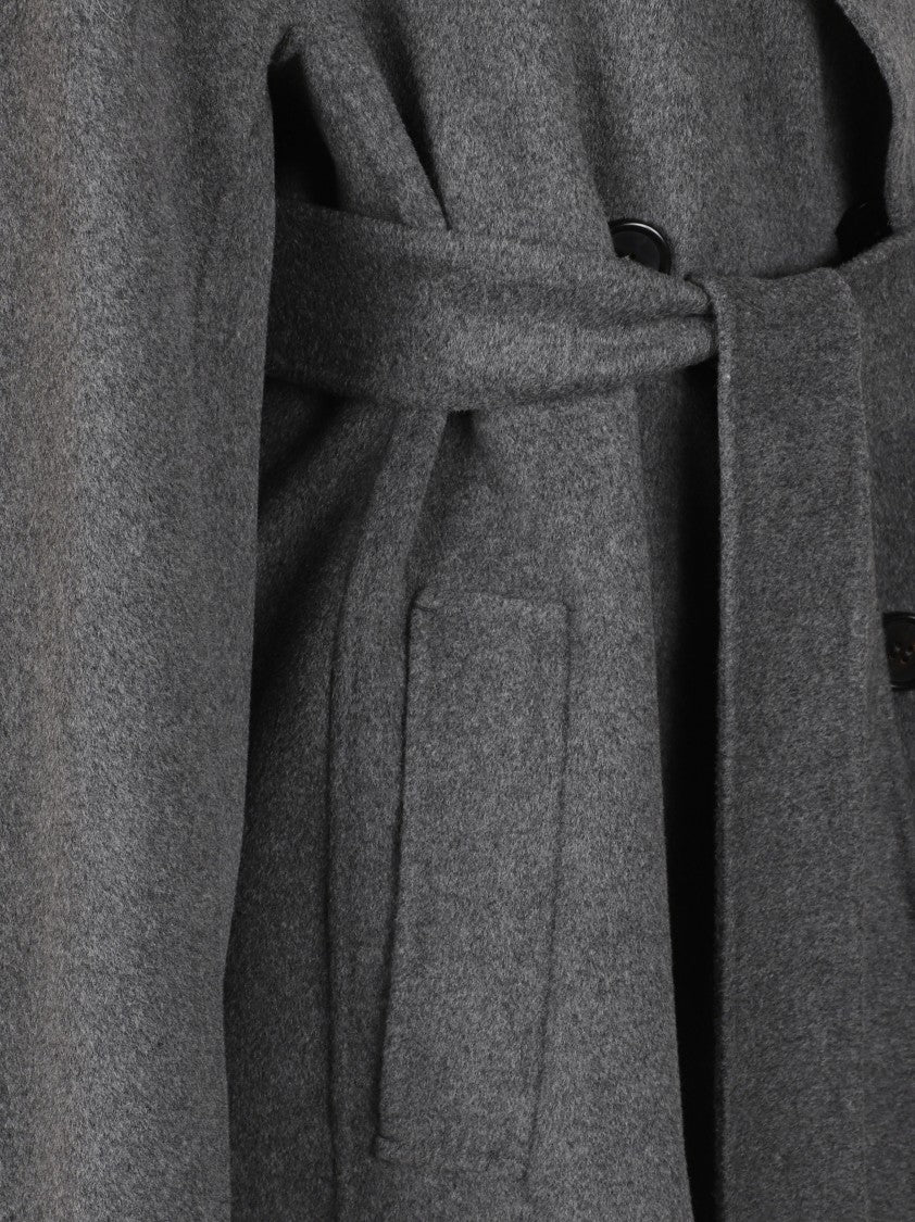 Max Mara Mid-Length Double-Breasted Grey Coat With Tailored Silhouette
