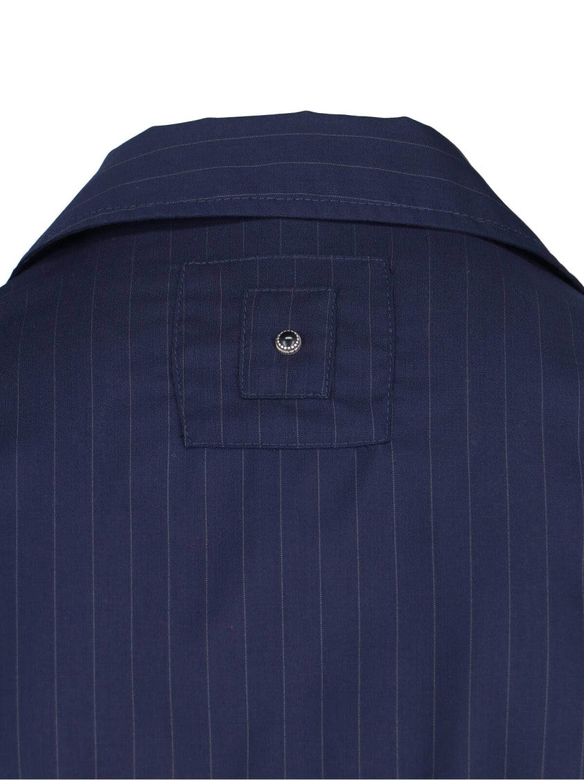 White Sand Blue Pinstripe Virgin Wool Blend Jacket