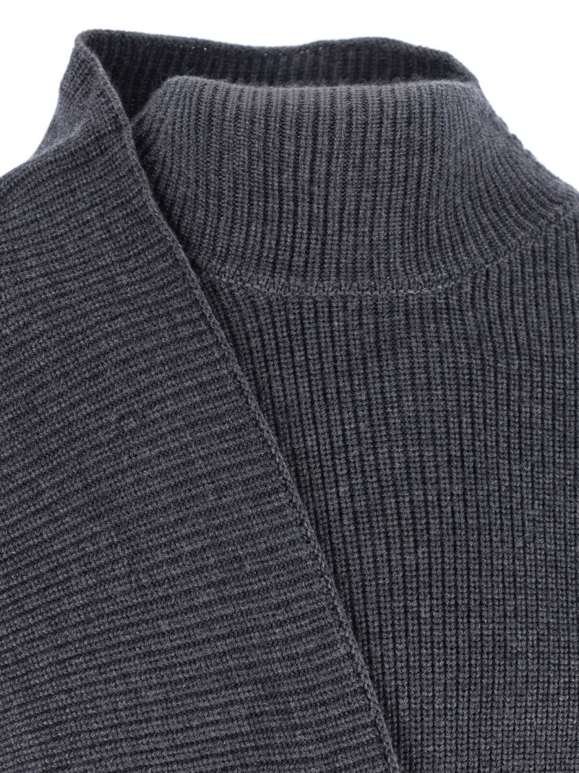 Entire Studios Black Asymmetrical Ribbed Knit Top