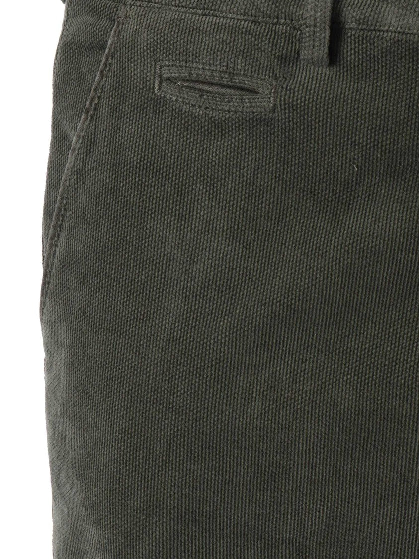 Briglia Slim Fit Green Pants With Textured Fabric