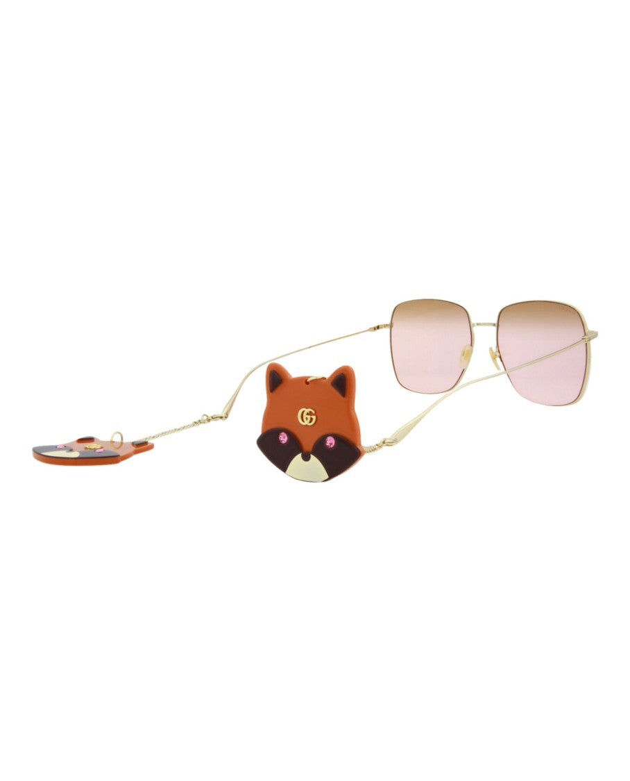 Gucci Square-Frame Metal Sunglasses