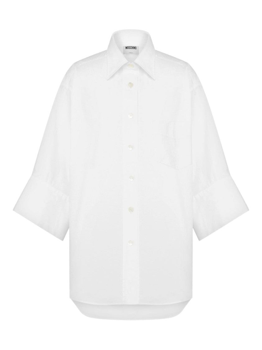 Moschino Three-Quarter Sleeve White Cotton Shirt