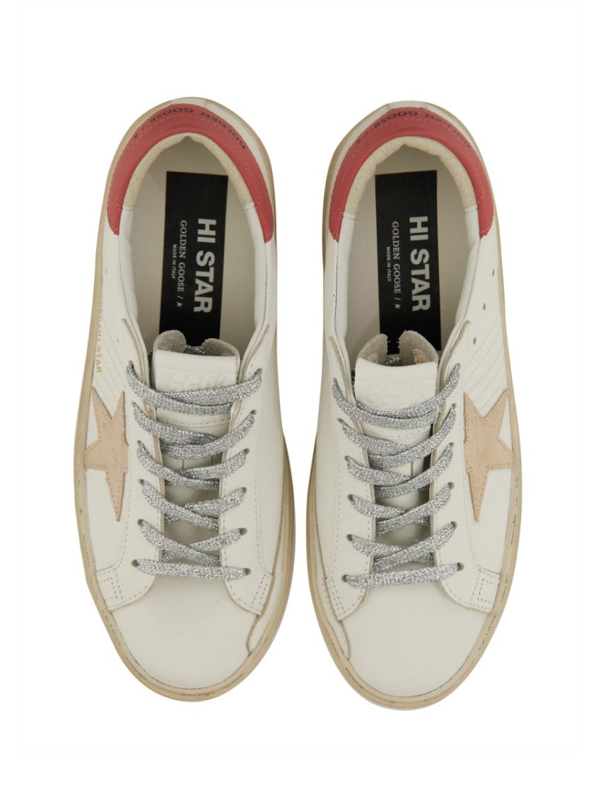 Golden Goose White Hi Star Cow Leather Sneakers