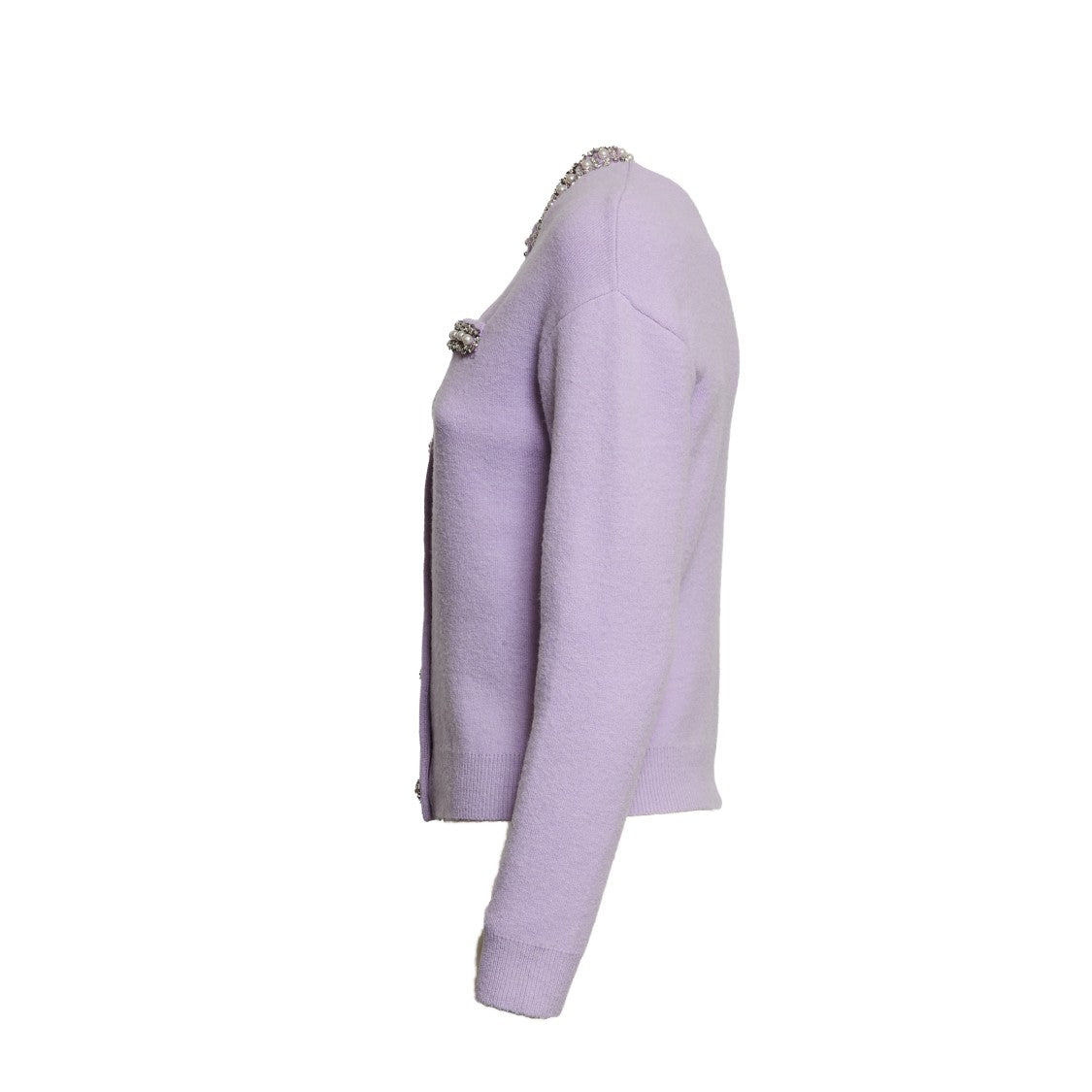 Self-Portrait Lilac Crystal Trim Cardigan