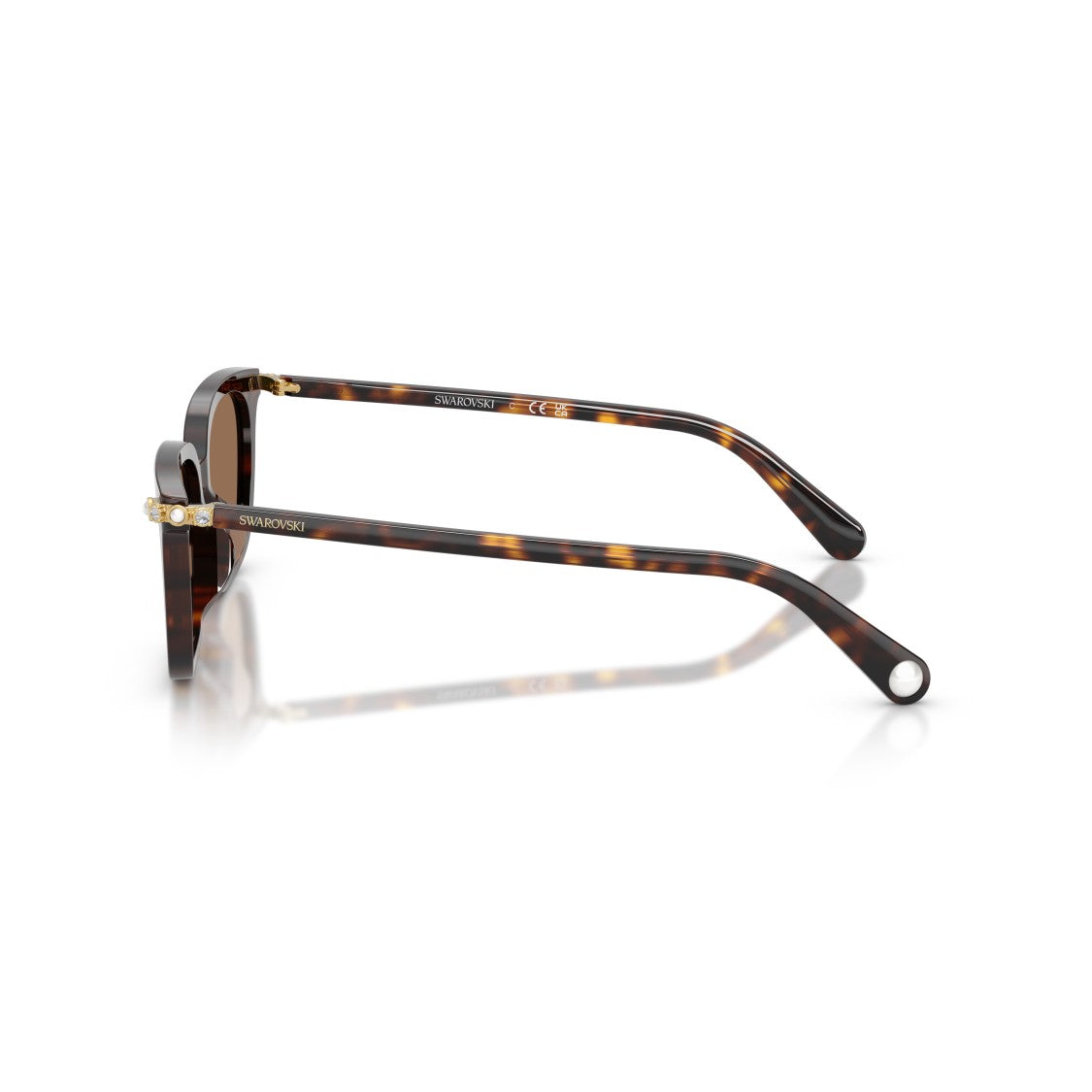 Swarovski 0Sk6064d Rectangular Tortoiseshell Sunglasses With Gold Accents