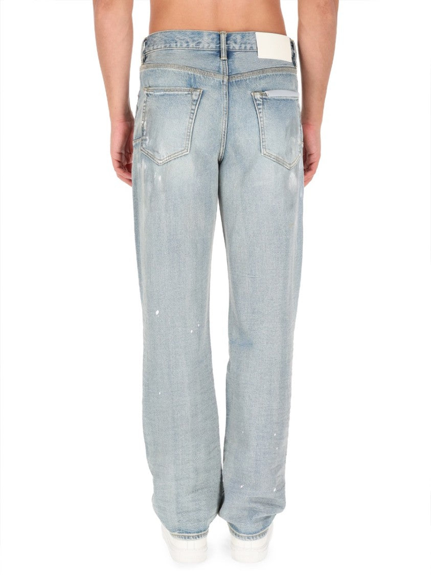 Purple Brand Relaxed Fit Light Blue Denim Jeans With Distressed Detailing