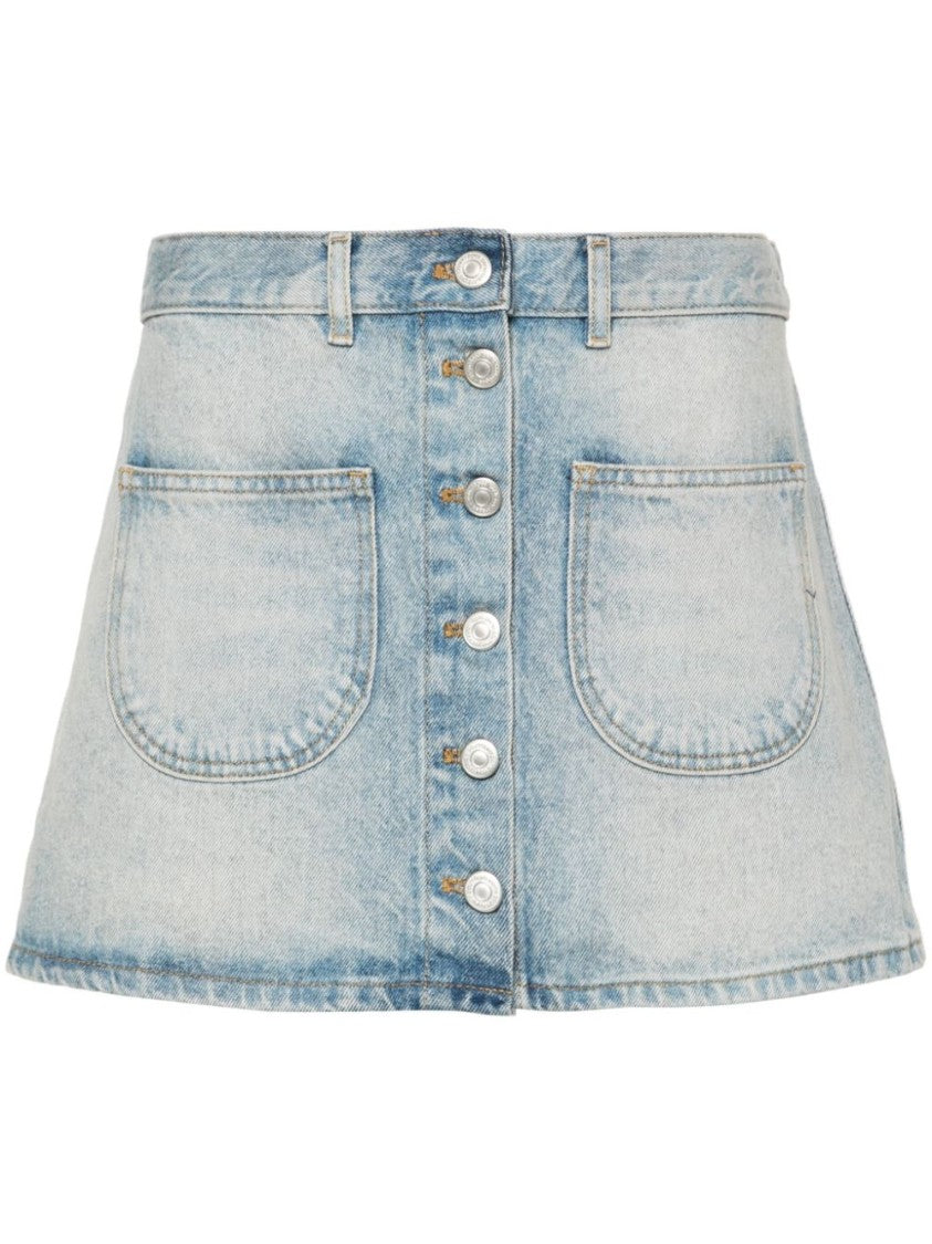 Courrèges Thigh-Length Light Blue Denim Mini Skirt