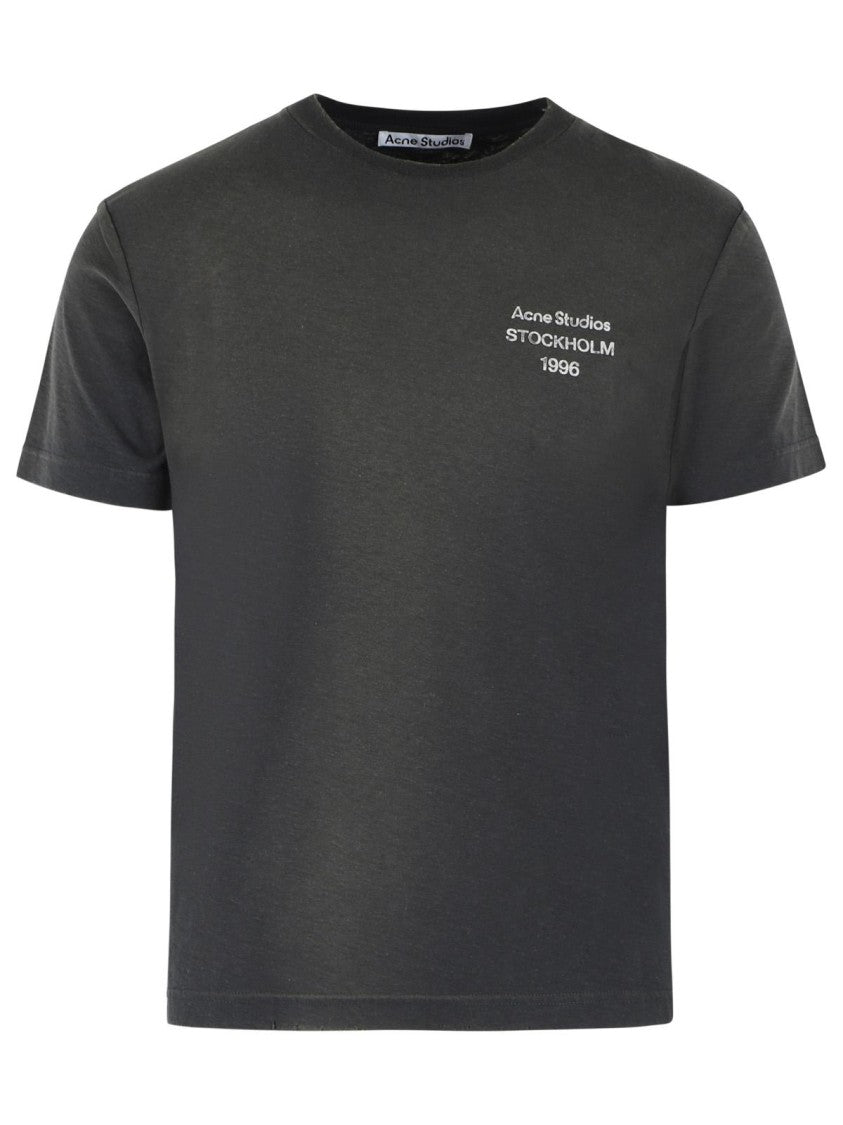 Acne Studios Faded Cotton Blend T-Shirt With Vintage Wash