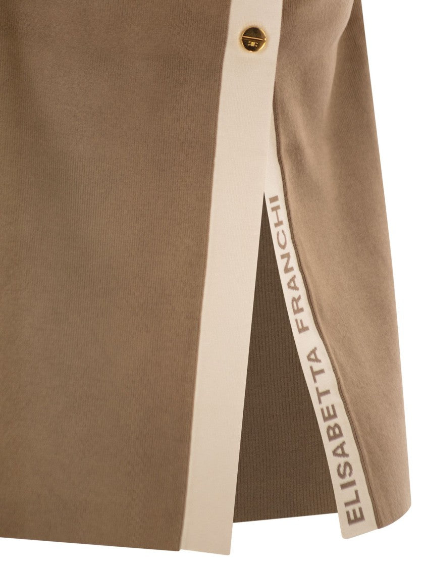 Elisabetta Franchi Sleeveless Knitted Top With Shiny Viscose Stripes