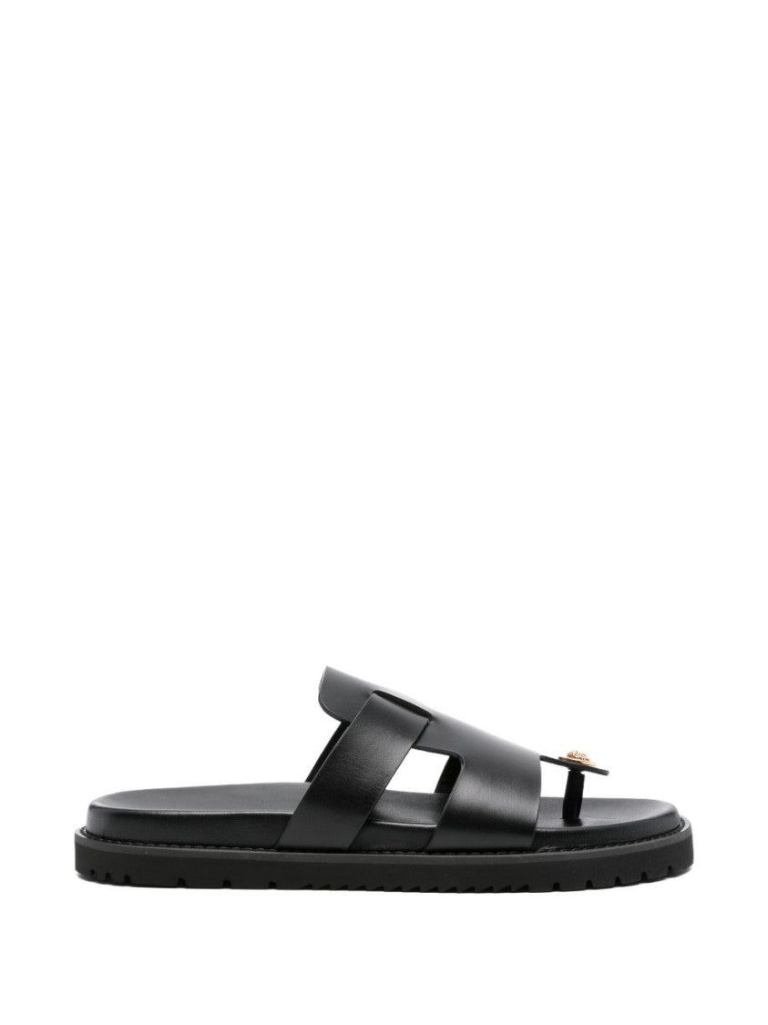Versace Black Silk And Nylon Strappy Sandals