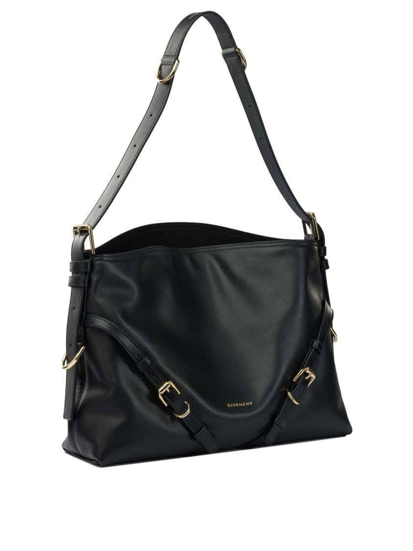 Givenchy V-Shaped Black Calfskin Leather Shoulder Bag