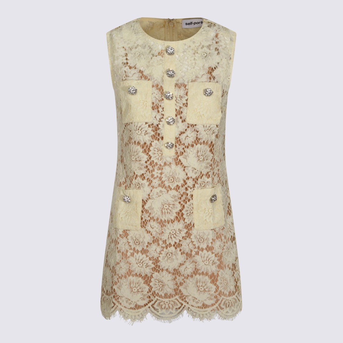 Self-Portrait Yellow Lace Sleeveless Dress